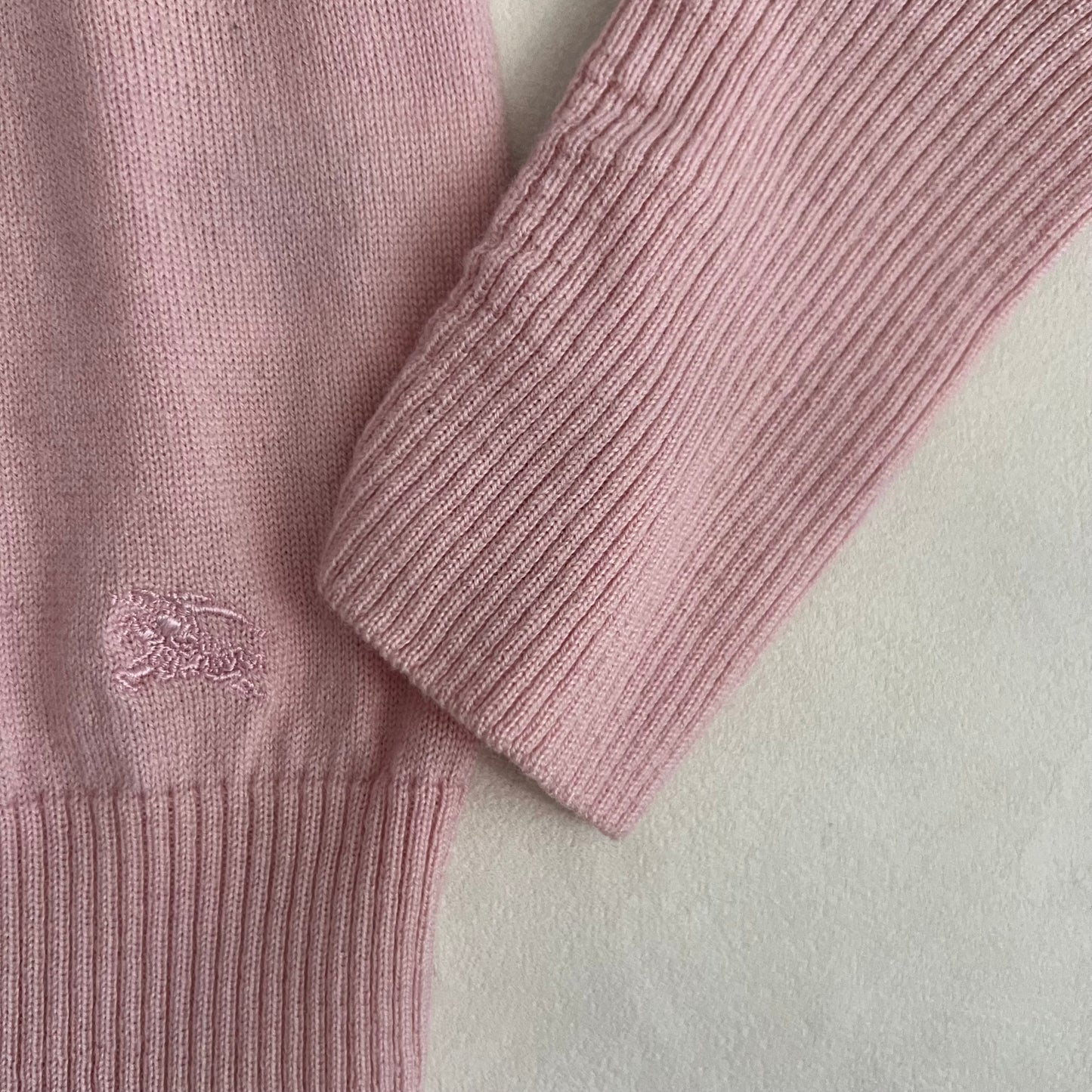 Burberry Blue Label Candy Pink Long Sleeve Wool Knit Sweater