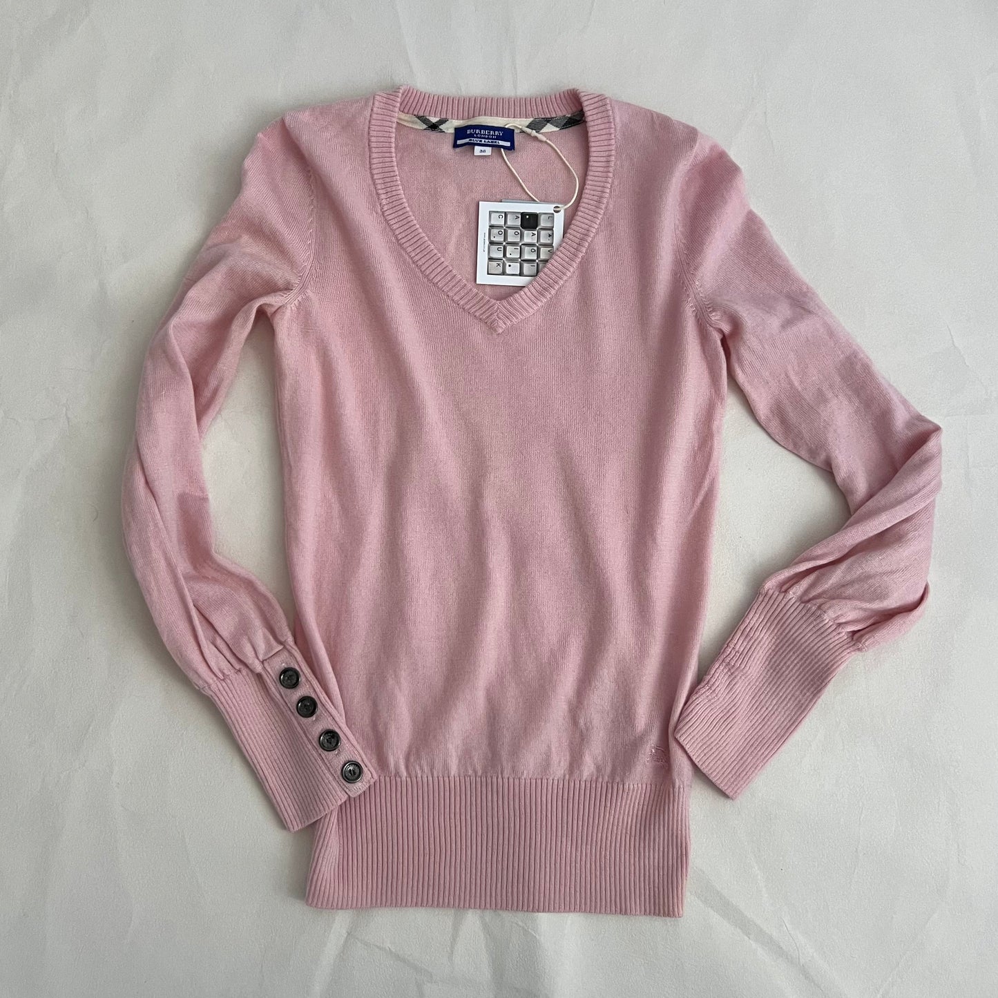 Burberry Blue Label Candy Pink Long Sleeve Wool Knit Sweater