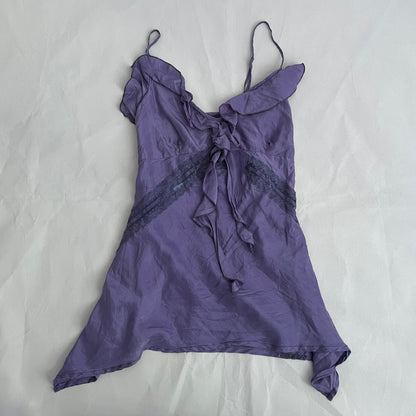 Imperial Silk Deep Purple Ruffle Lace Trim Camisole