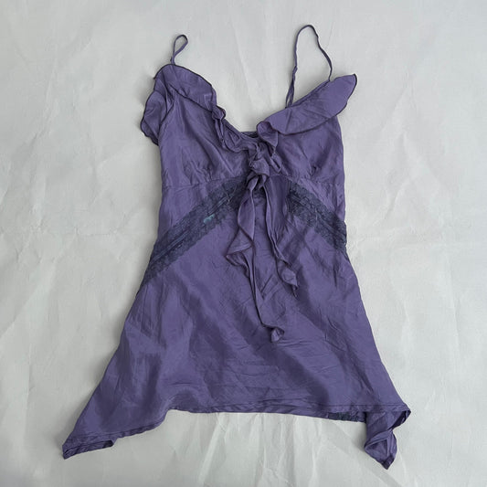 Imperial Silk Deep Purple Ruffle Lace Trim Camisole