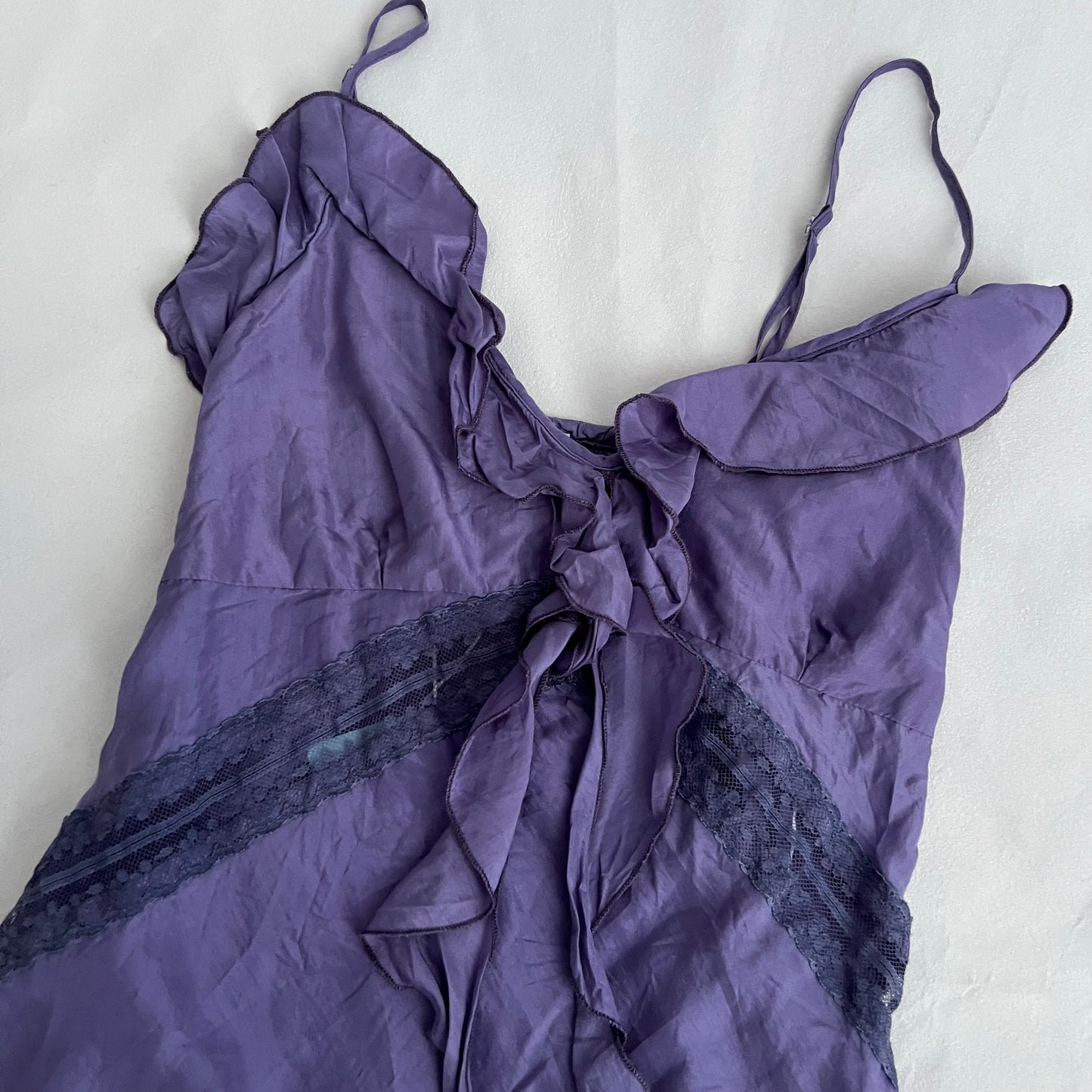 Imperial Silk Deep Purple Ruffle Lace Trim Camisole
