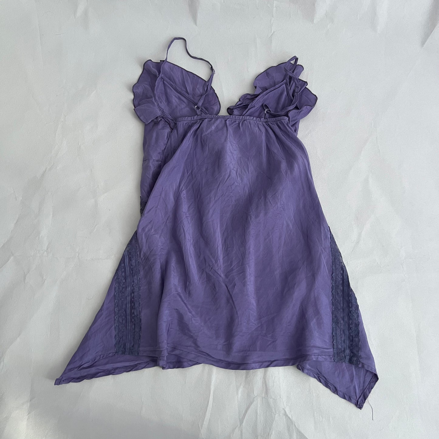 Imperial Silk Deep Purple Ruffle Lace Trim Camisole