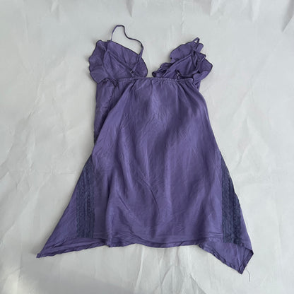 Imperial Silk Deep Purple Ruffle Lace Trim Camisole