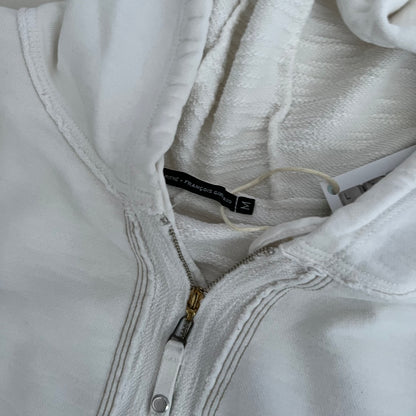 90s White Marithe Francois Girbaud Dual Zip Ruched Pocket Hoodie