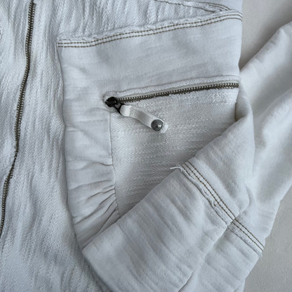 90s White Marithe Francois Girbaud Dual Zip Ruched Pocket Hoodie