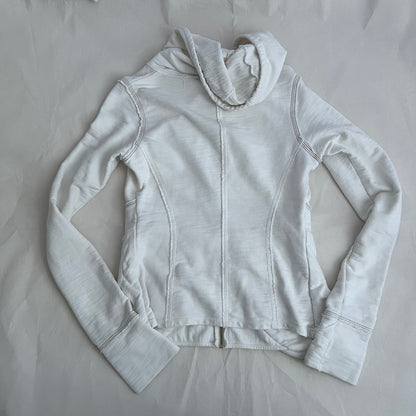 90s White Marithe Francois Girbaud Dual Zip Ruched Pocket Hoodie