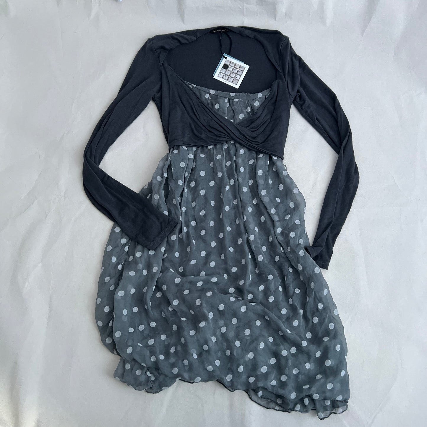 Montana Grey Wrap Bolero Polka Dot Bubble Hem Dress