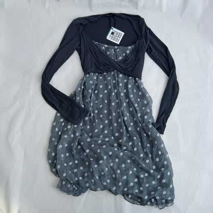 Montana Grey Wrap Bolero Polka Dot Bubble Hem Dress