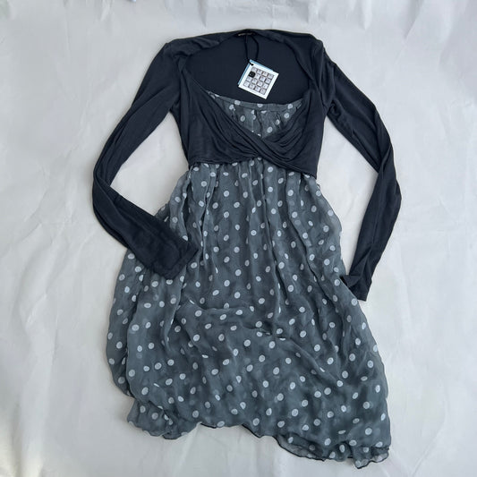 Montana Grey Wrap Bolero Polka Dot Bubble Hem Dress