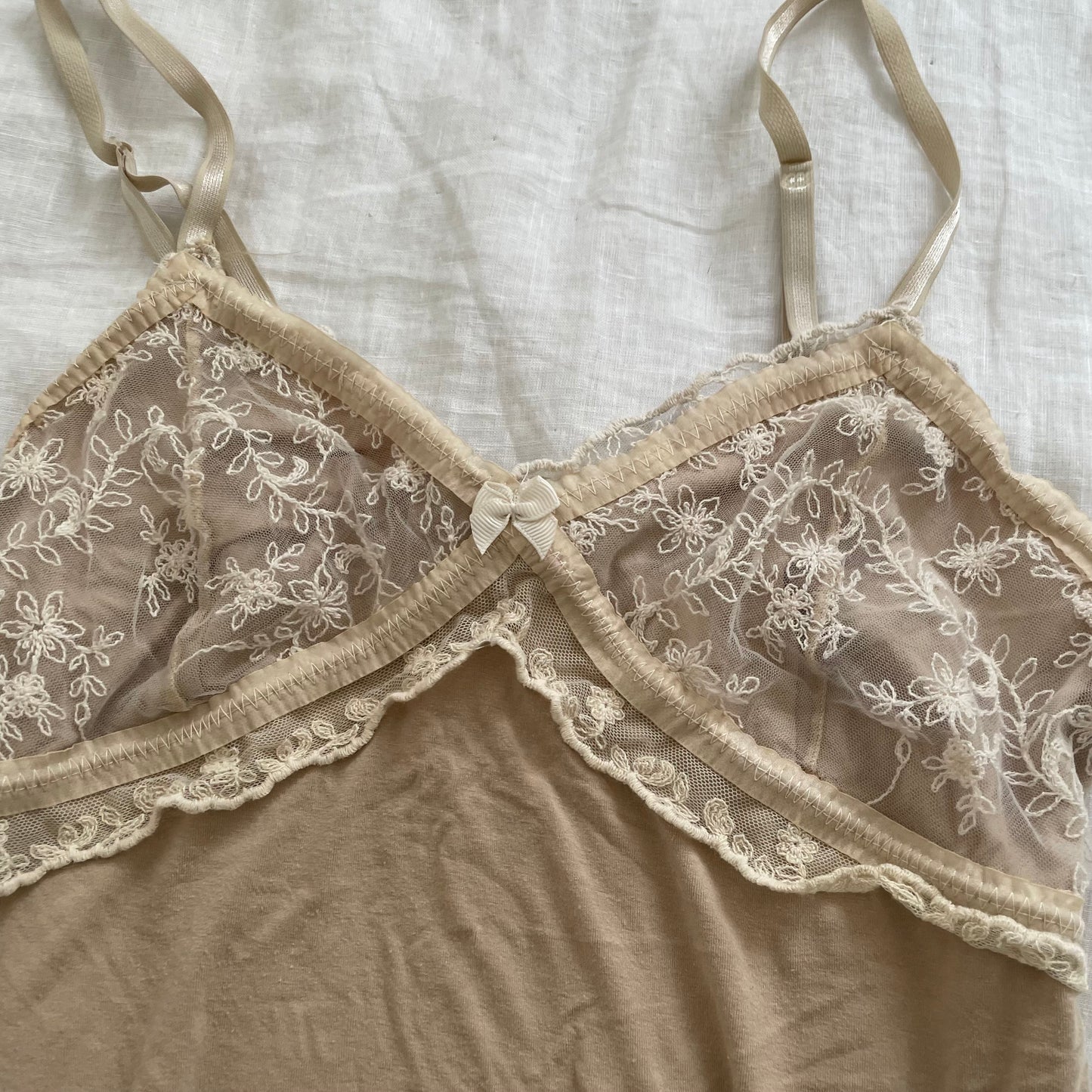 beige morgan de toi lacey bust bow charm camisole