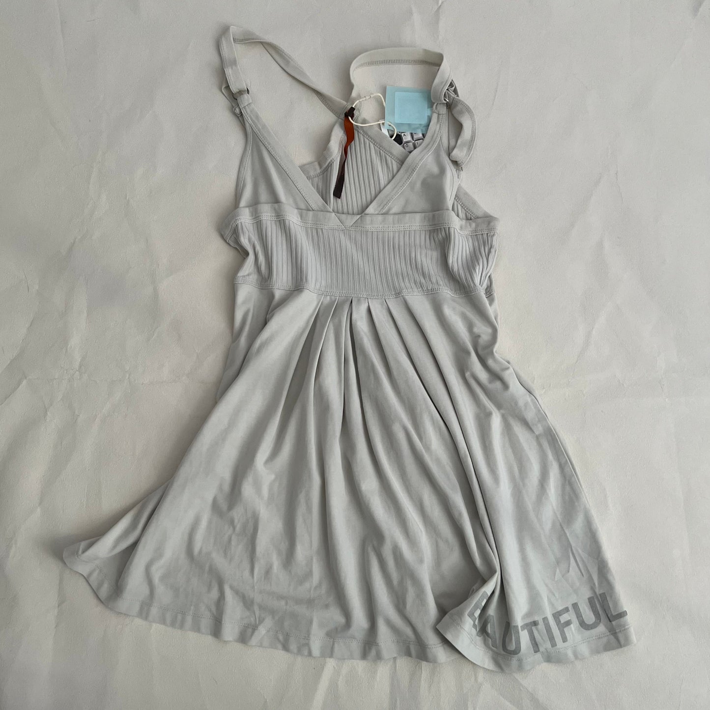 Cop Copine Grey White Beautiful Text Pleated Tunic Babydoll Top