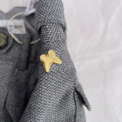 Jennyfer Grey Gold Thread Herringbone Button Charm Accent Mini Shorts
