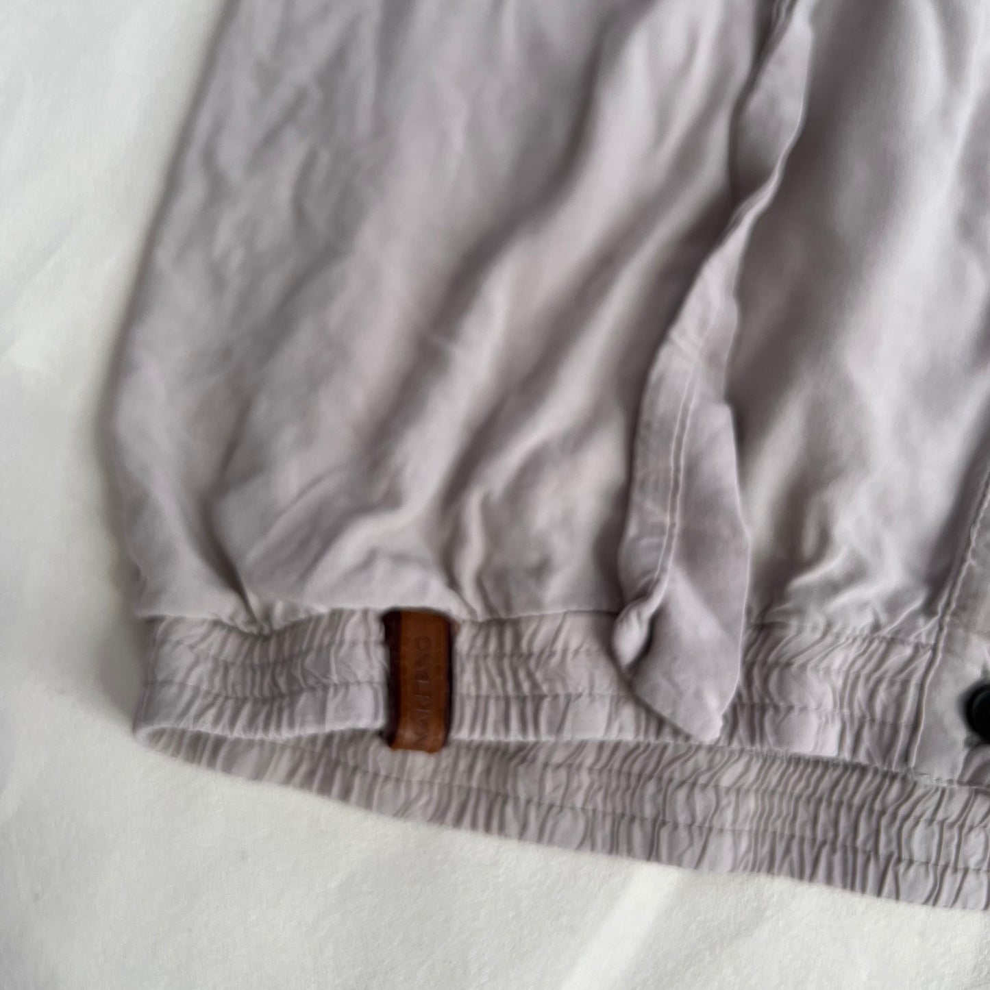Naketano Beige Silky Short Sleeve Front Tie Detail Blouson