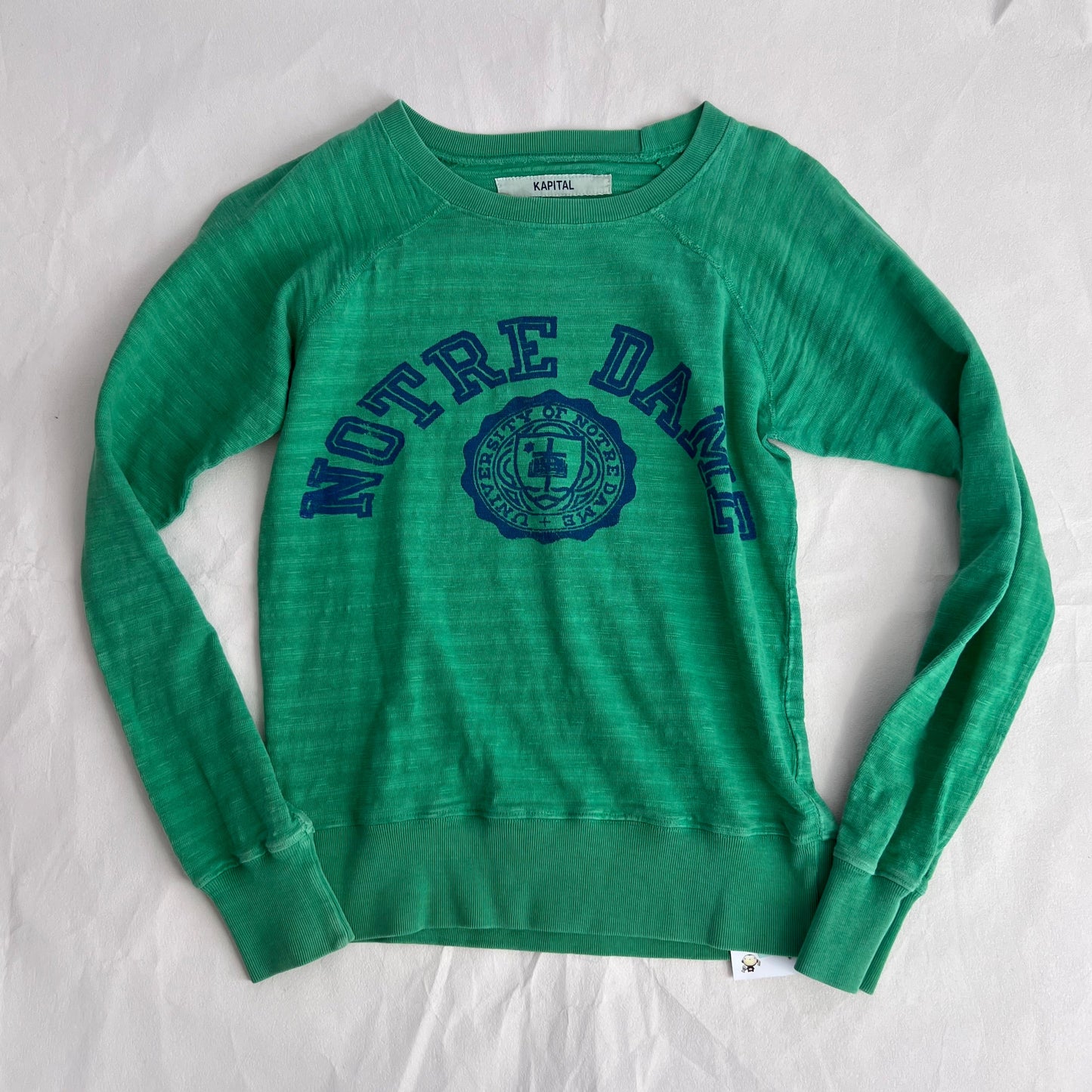 Vintage Kapital Green Blue Kapital Embroidery Graphic Striped Jumper