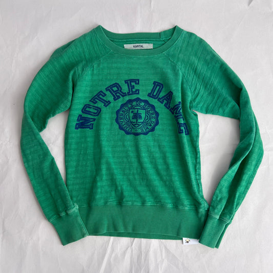 Vintage Kapital Green Blue Kapital Embroidery Graphic Striped Jumper