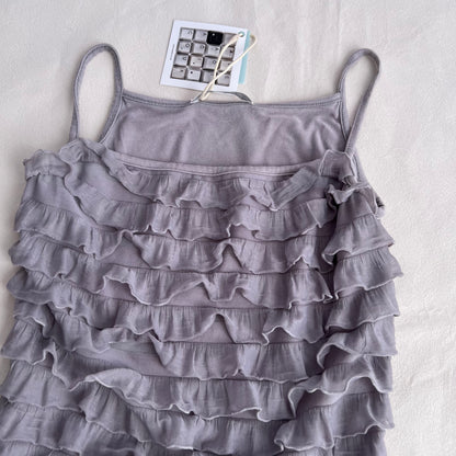 Promod Dreamy Purple Tiered Ruffle Frill Fitted Camisole