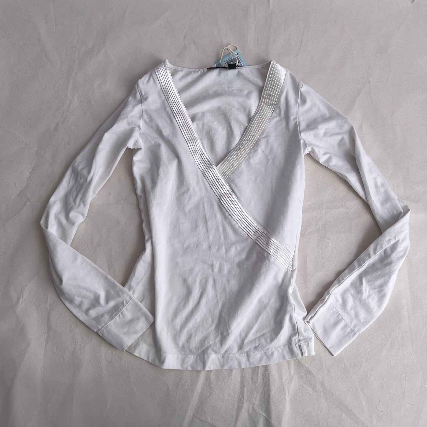 Mexx White Balletcore Wrap Style Long Sleeve Fitted Top