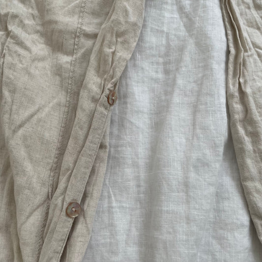 Mrare vintage goa beige linen baggy elastic waistband puff pocket harem trousers
