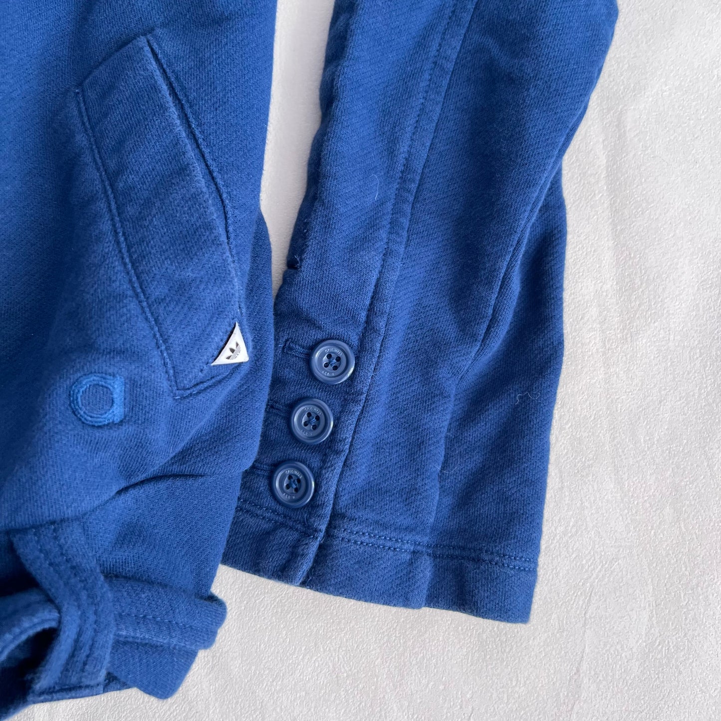 Adidas Navy Blue Double Breasted Funnel Neck Asymmetric Belted Hem Jacket