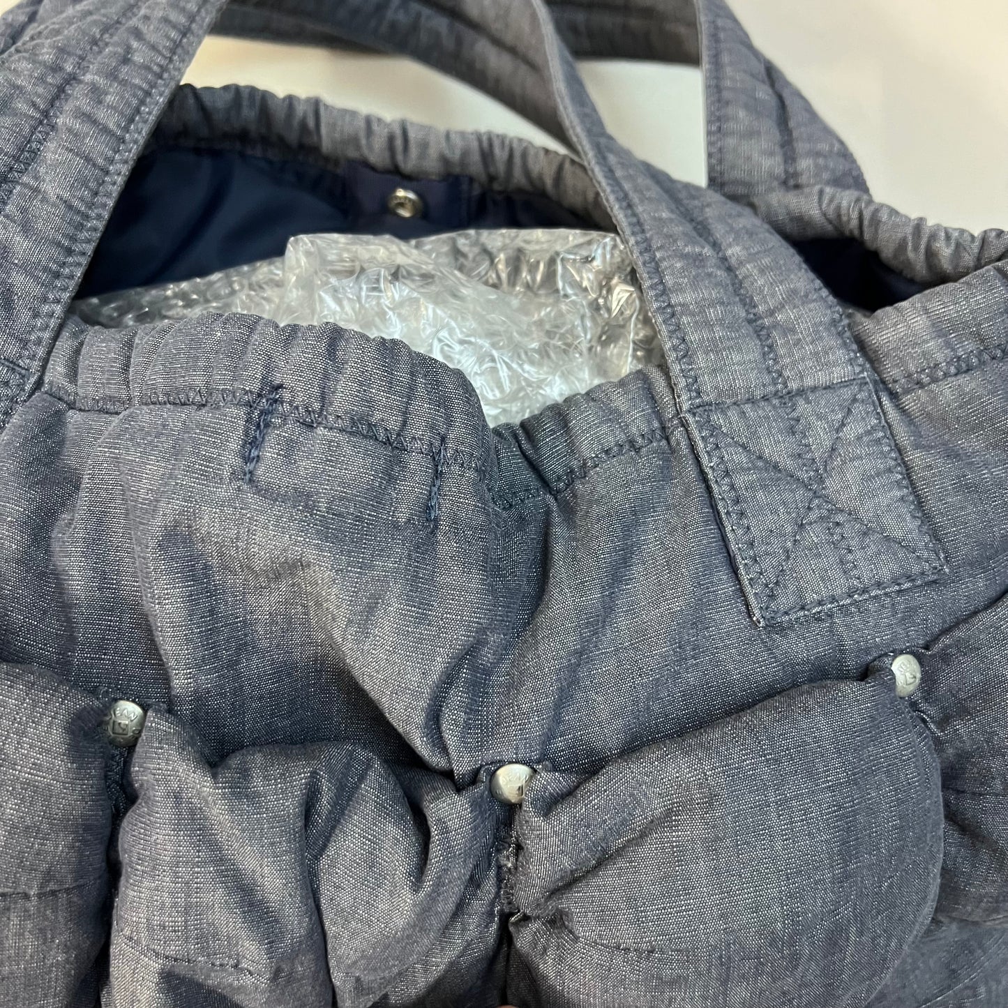 marithe francois girbaud cotton denim blue pokachu multi pocket tote bag