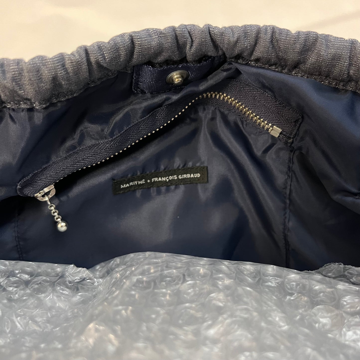 marithe francois girbaud cotton denim blue pokachu multi pocket tote bag