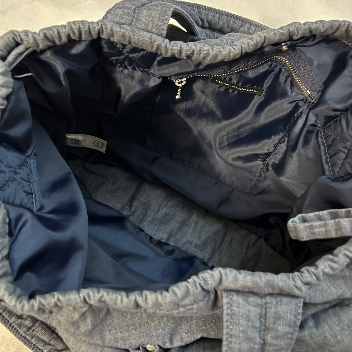 marithe francois girbaud cotton denim blue pokachu multi pocket tote bag