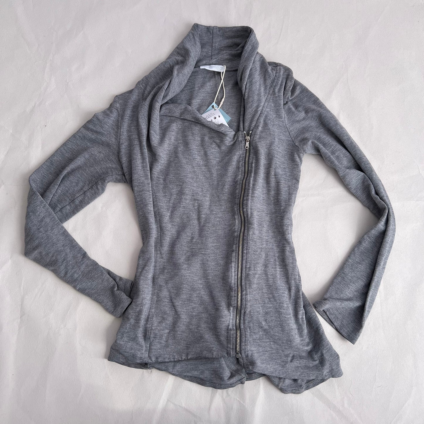 Grey Promod Asymmetric Zip Drape Fitted Cardigan Jacket
