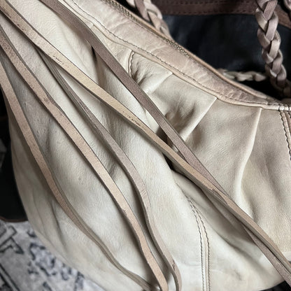 braided tassel allsaints beige stone tan faded wash oversized leather shoulder bag