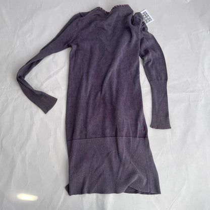 Vivienne Westwood Red Label Muted Purple V Neck Woven Ribbed Hem Long Cardigan