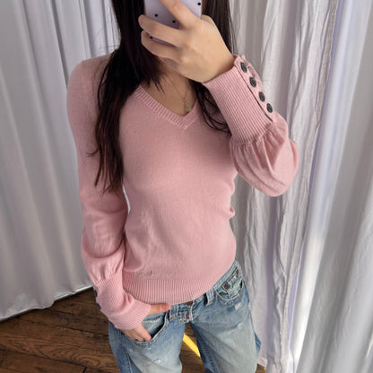 Burberry Blue Label Candy Pink Long Sleeve Wool Knit Sweater