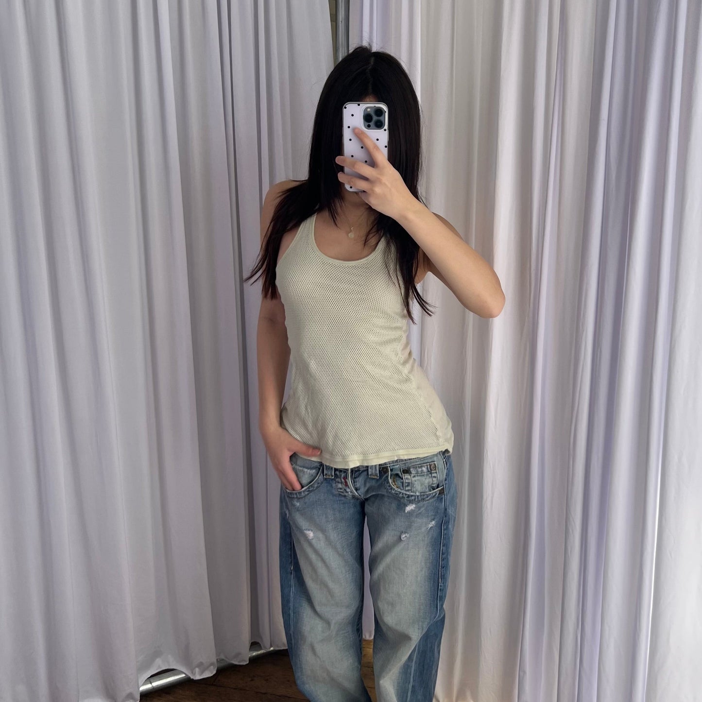 Seafoam Mint Green Stella Mccartney X Adidas Mesh Layered Vest Top