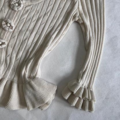 Romantic Nanette Lepore Cream Crop Rosette Ruffle Hem Cardigan Top