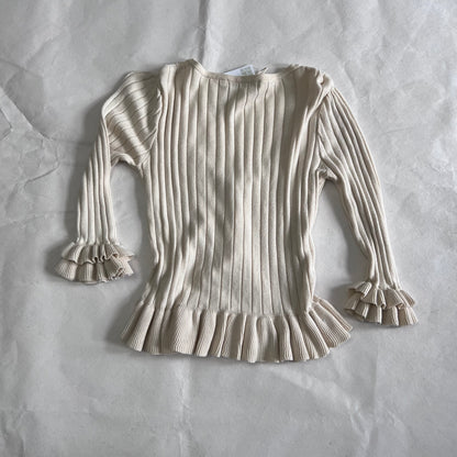 Romantic Nanette Lepore Cream Crop Rosette Ruffle Hem Cardigan Top