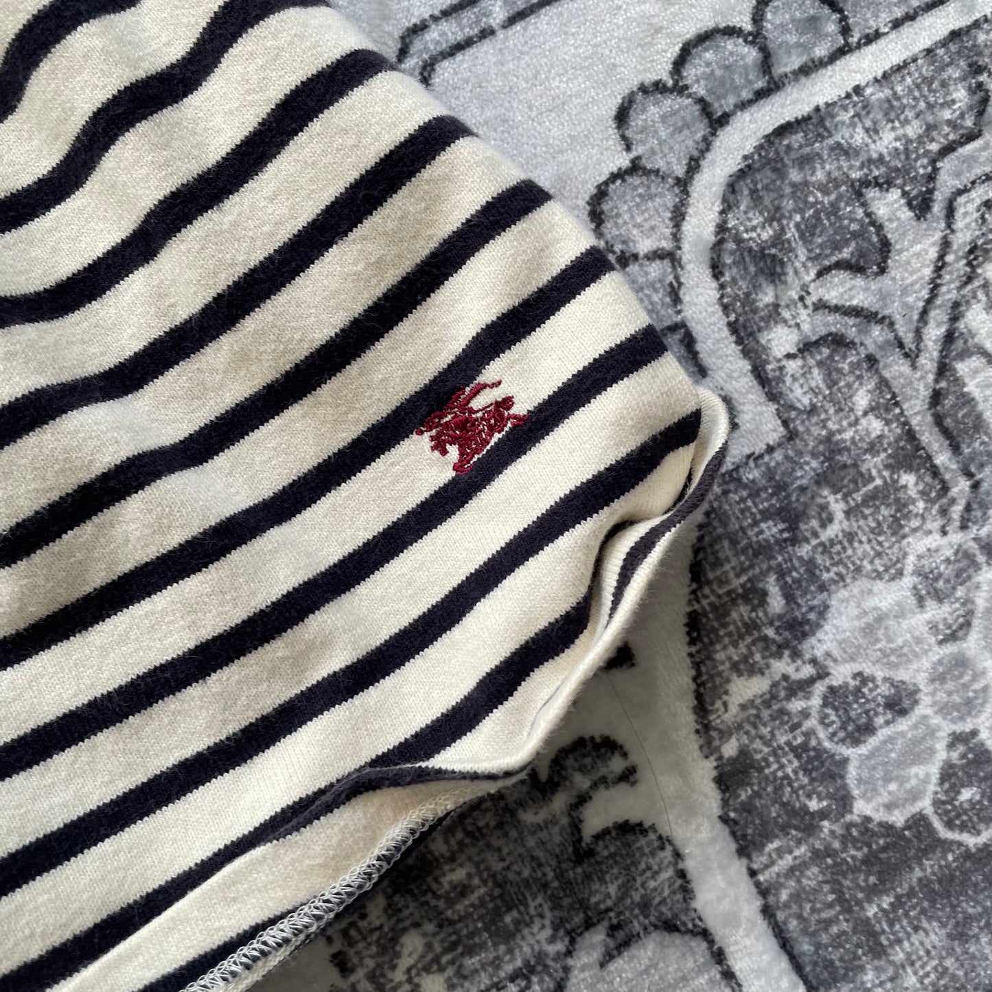 preppy burberry blue label white black striped half sleeve babydoll tunic