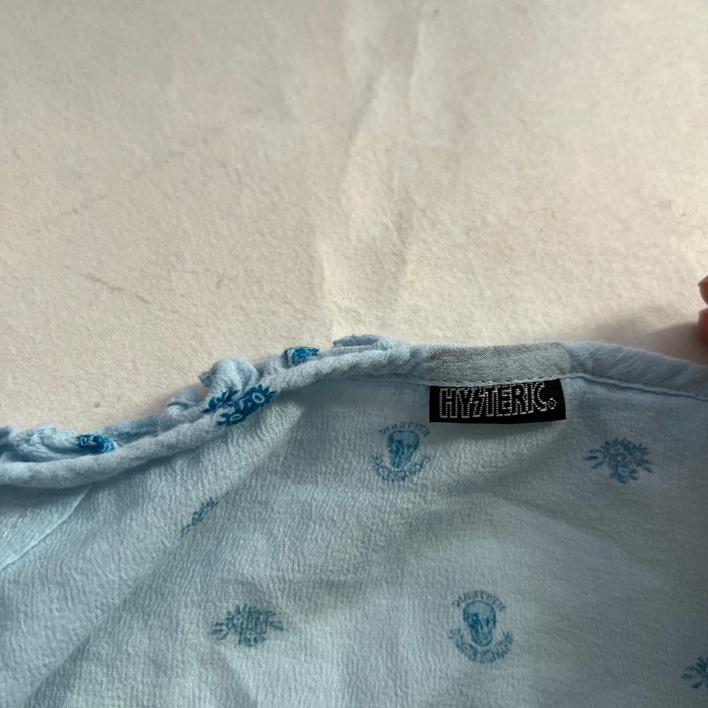 Hysteric Baby Blue Frill Skull Print Button Down Fitted Blouson Shirt