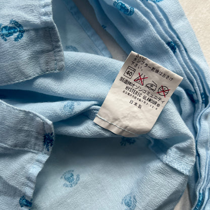 Hysteric Baby Blue Frill Skull Print Button Down Fitted Blouson Shirt