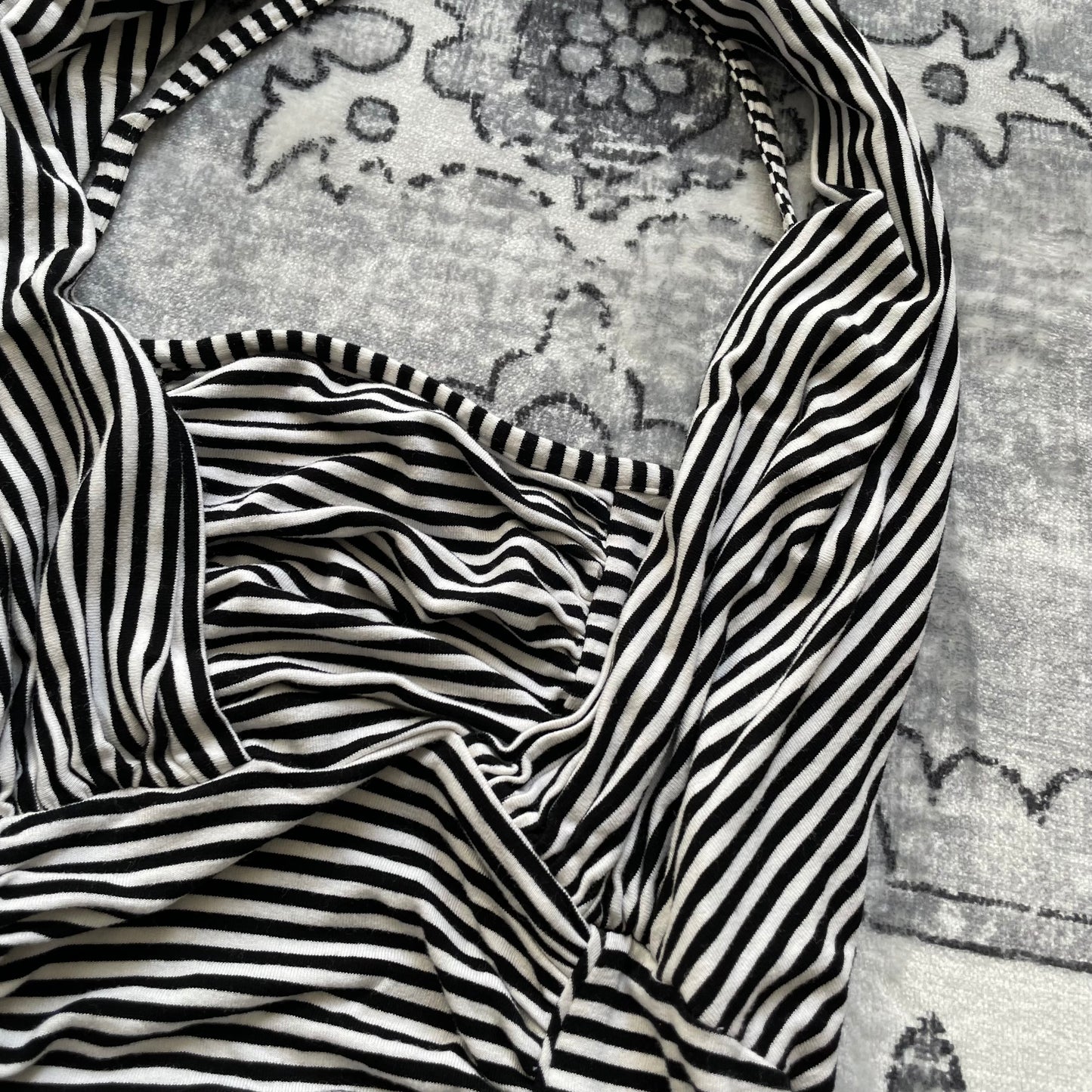 sportmax black white sporty ruched halterneck top