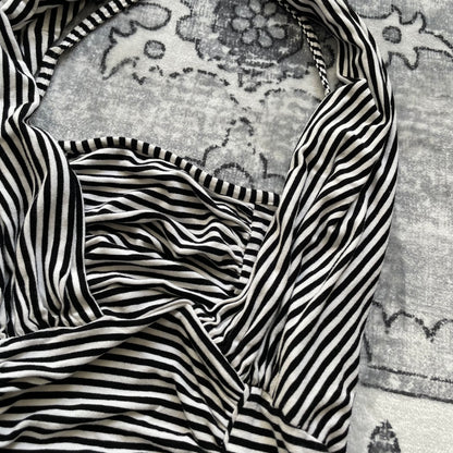 sportmax black white sporty ruched halterneck top