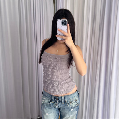 Promod Dreamy Purple Tiered Ruffle Frill Fitted Camisole