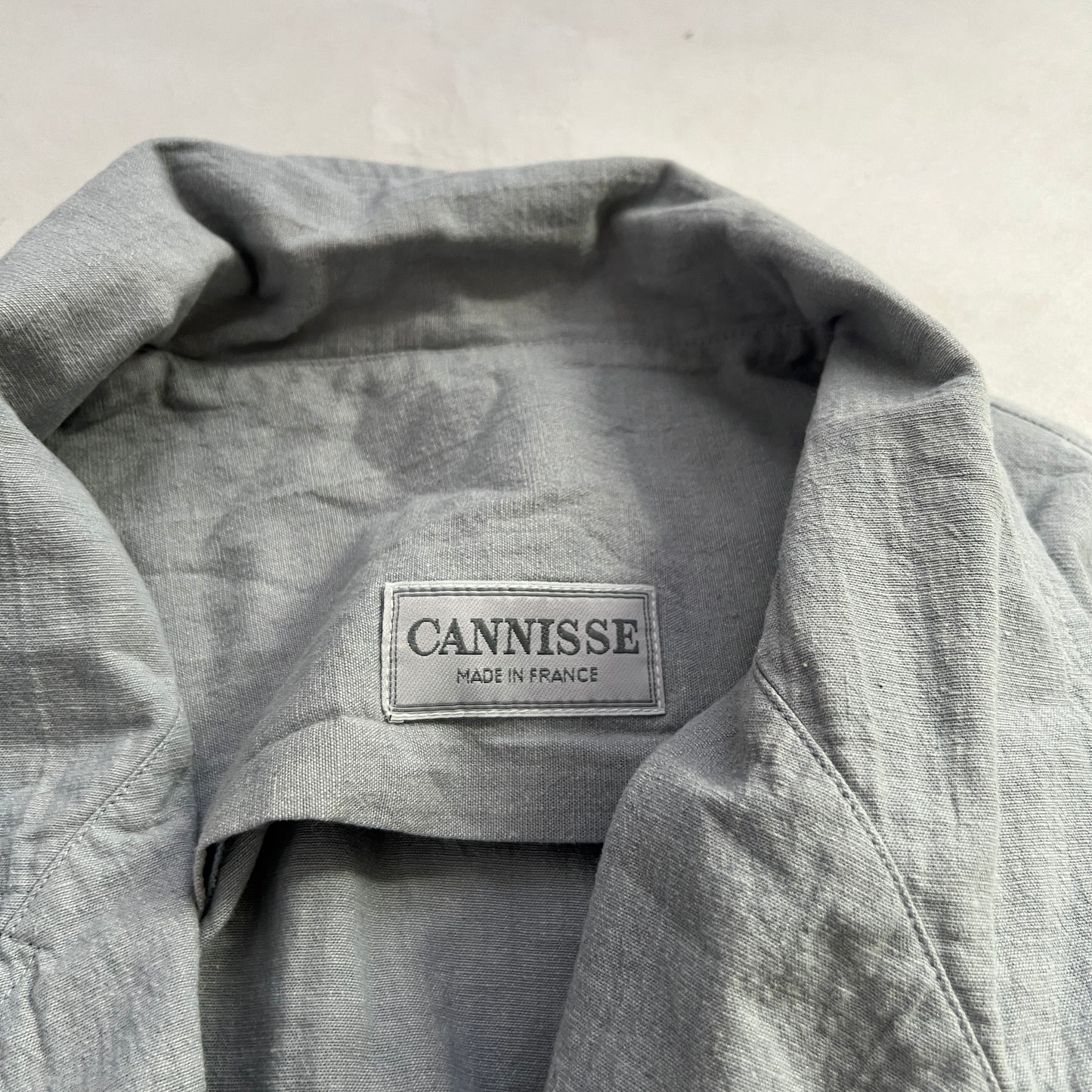 Vintage 80s Cannisse Light Blue Grey Crop Cinched Trench Jacket