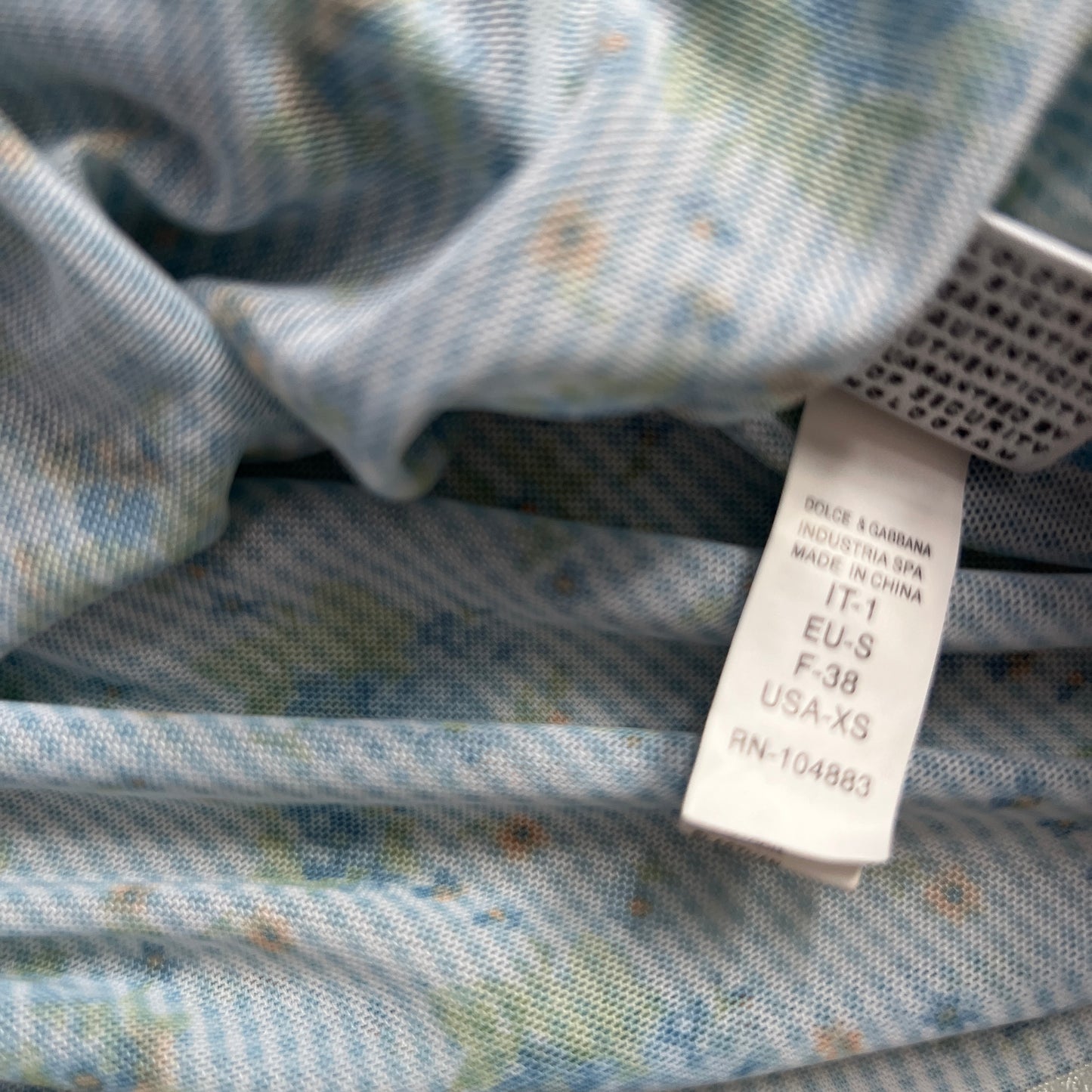 D&G Baby Blue Floral White Lace Trim Bustier Camisole