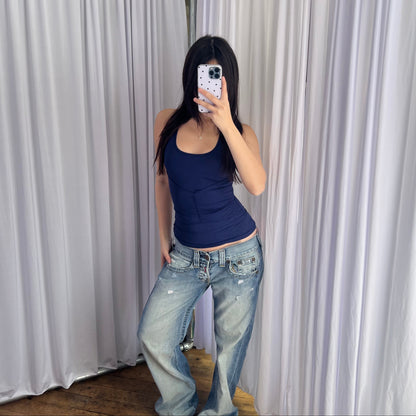 Adidas X Stella McCartney Cobalt Blue Fitted Racerback Tank Top