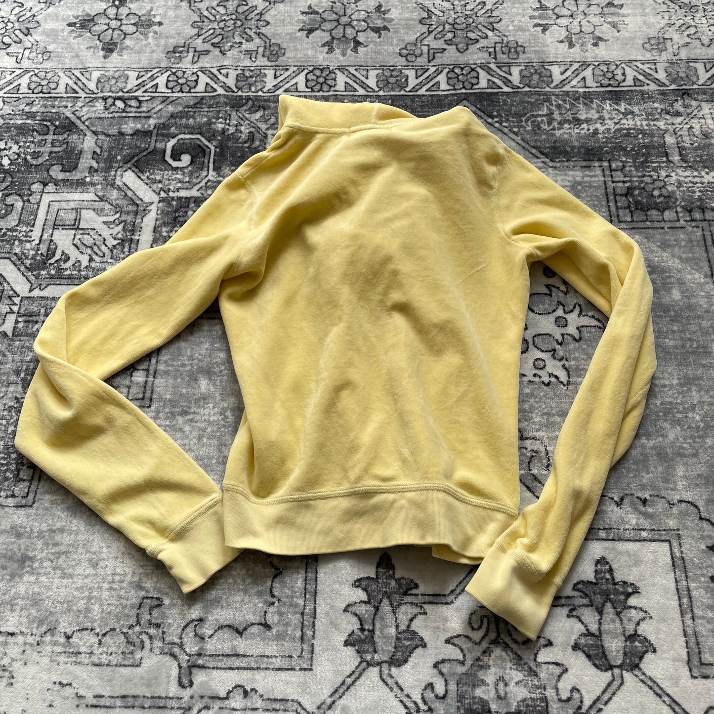 juicy couture light yellow terry cloth fitted zip track jacket hoodie