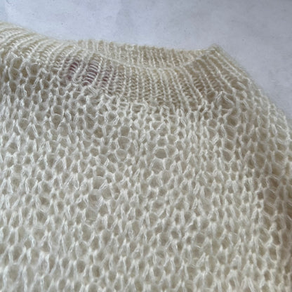 Hysterics Mohair Blend Cream 3/4 Sleeve Fine Knit Sweater Dress Top