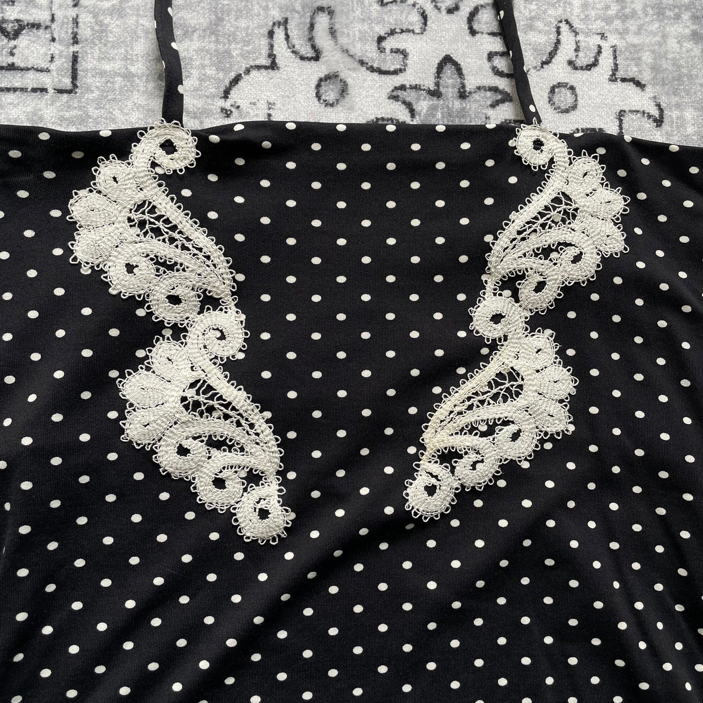 charlott black coquette balletcore polka dot embroidery lace wings halterneck camisole