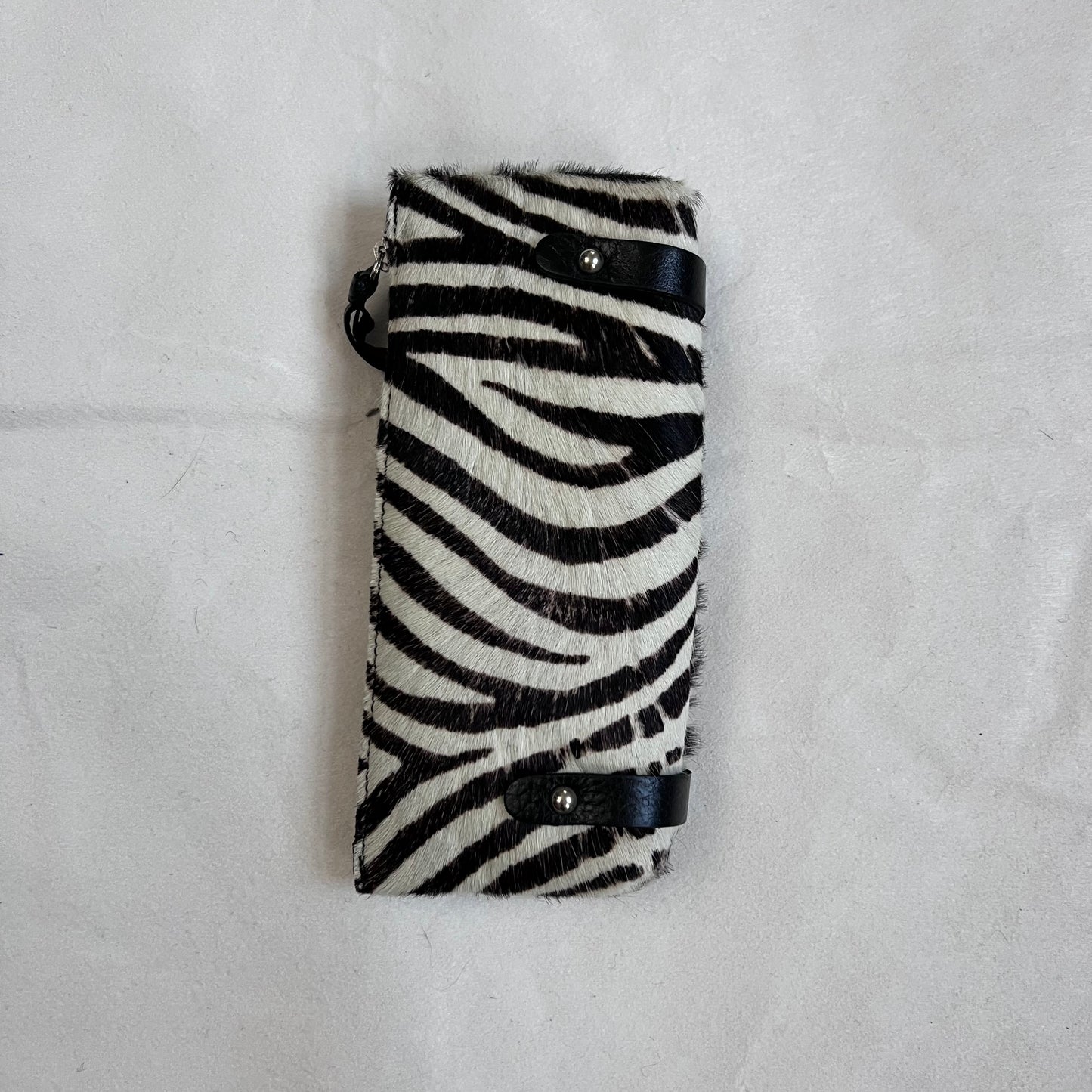 vintage black white zebra pony hair leather mini clutch purse