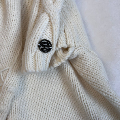 cream wool blend replay knit high collared button neck cardigan