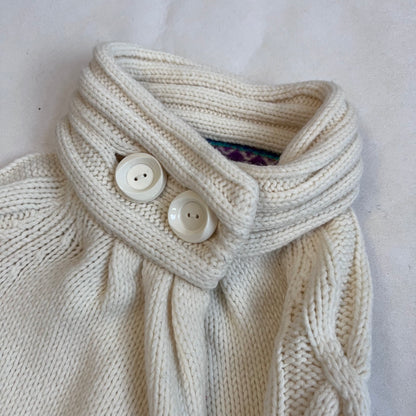 cream wool blend replay knit high collared button neck cardigan