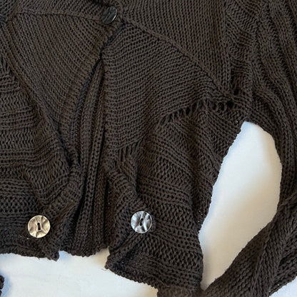 cassis brown knit slouchy long sleeve cardigan