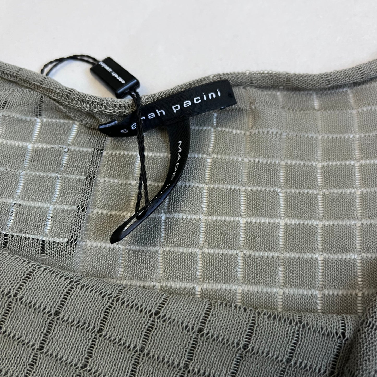 sarah pacini khaki linen patchwork style slouchy oversized knit